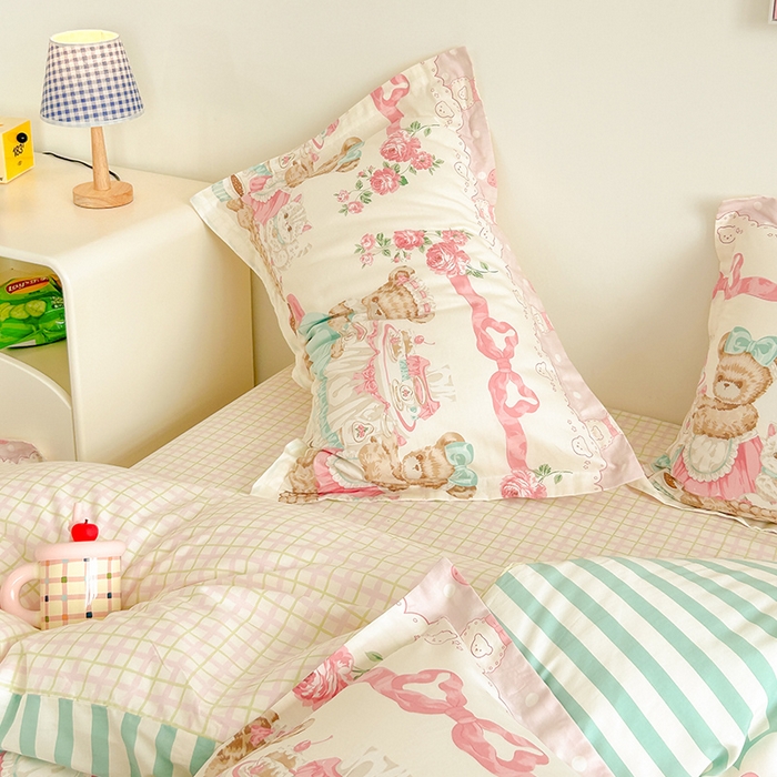 91家纺网 家纺一手货源 找家纺 绵庭家纺 2024新款全棉印花套件系列-洛丽塔 甜梦小熊