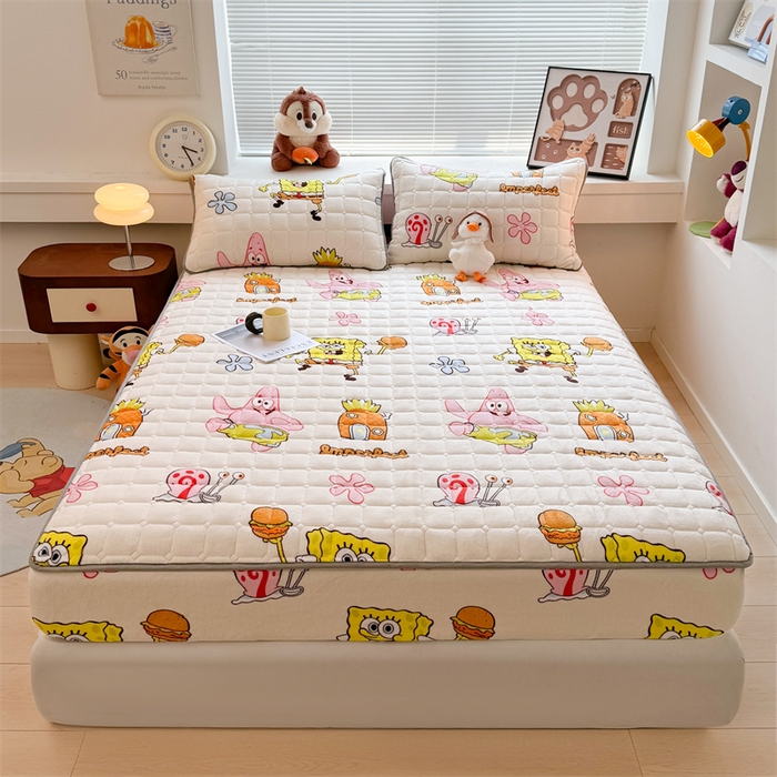91家纺网 家纺一手货源 找家纺 迪梦思 2024新款正版授权卡通牛奶绒床垫床护垫 学生床垫床笠 海绵乐园-床笠款