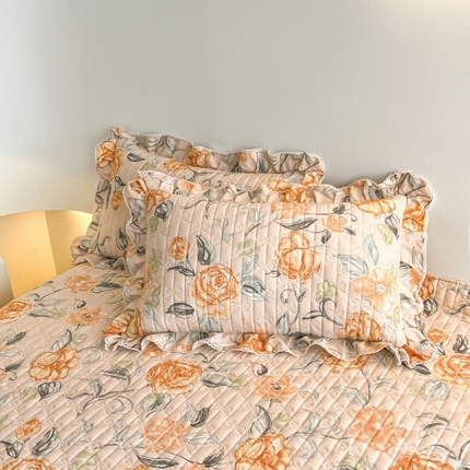 91家纺网 家纺一手货源 找家纺 2024新款夹棉加厚花边拉链枕套 苏菲庄园-桔