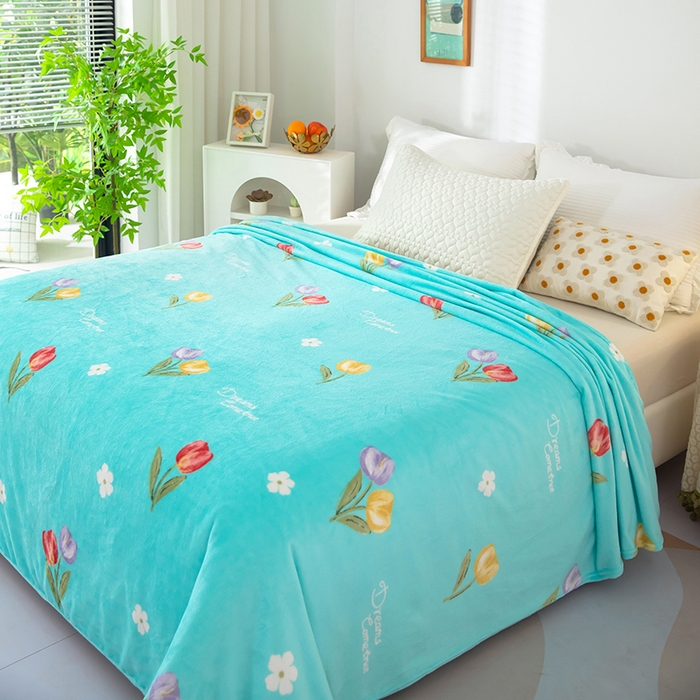 91家纺网 家纺一手货源 找家纺 侨鑫 2024新款法兰绒毛毯 郁金香