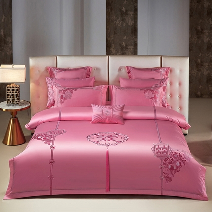 91家纺网 家纺一手货源 找家纺 （总）红番天婚庆 2025新款13372全工艺喷气纯棉婚庆四件套套件