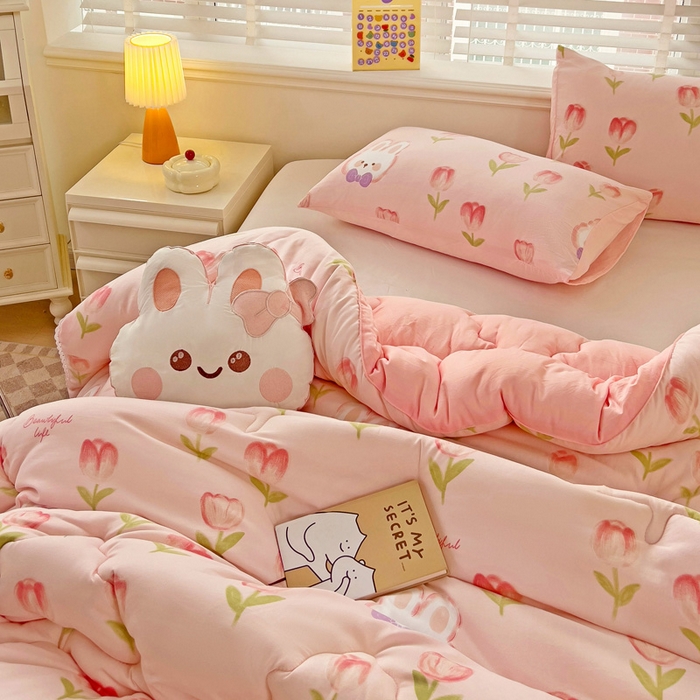 91家纺网 家纺一手货源 找家纺 2024新款A类水洗棉印花超柔保暖冬被 蓓蕾兔兔