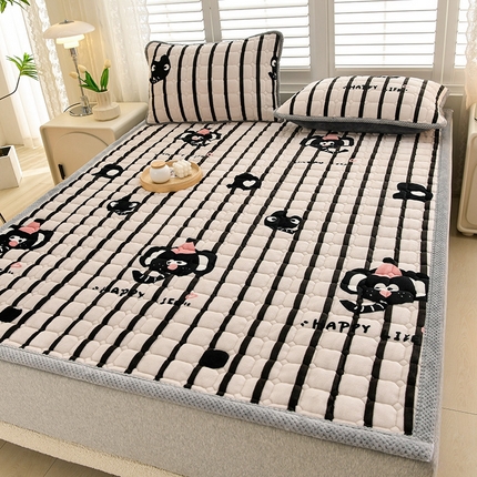 91家纺网 家纺一手货源 找家纺 （总）牵依 2025新款牛奶绒印花200g加厚夹棉保暖软床垫床褥子