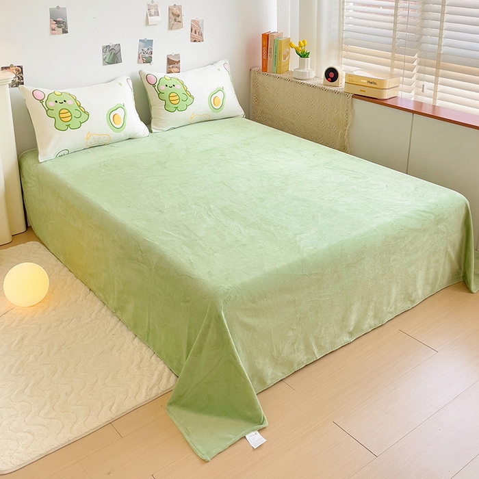 91家纺网 家纺一手货源 找家纺 西引力 2024新款加厚小清新牛奶绒四件套床单款床笠款单被套爆款 宝贝奶龙