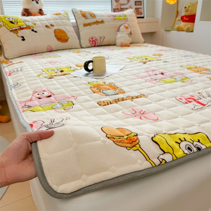 91家纺网 家纺一手货源 找家纺 迪梦思 2024新款正版授权卡通牛奶绒床垫床护垫 学生床垫床笠 海绵乐园-床垫款