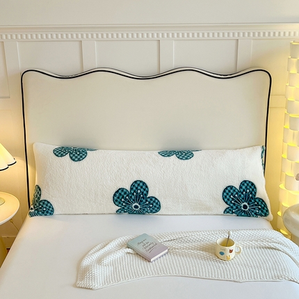 梦舒羽 2025新款兔毛绒印花双人枕套牛奶绒加长枕芯套雪花绒枕头套花无归期