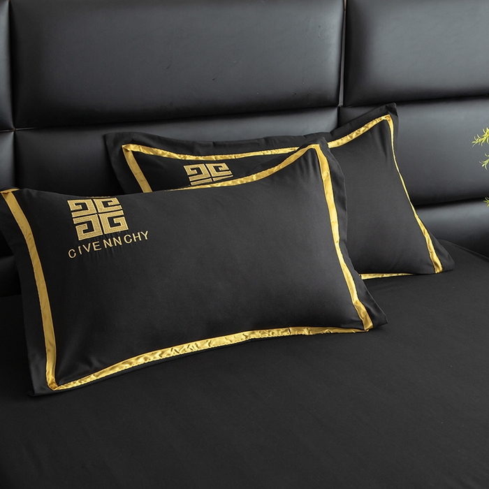 91家纺网 家纺一手货源 找家纺 富宁家纺 2025新款亲肤棉磨毛刺绣四件套-梵希系列 黑