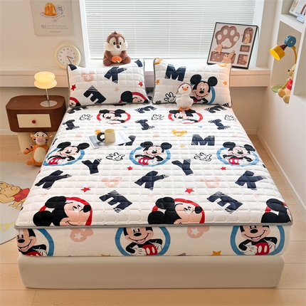 迪梦思 2024新款正版授权卡通牛奶绒床垫床护垫 学生床垫床笠 酷酷米奇-床笠款