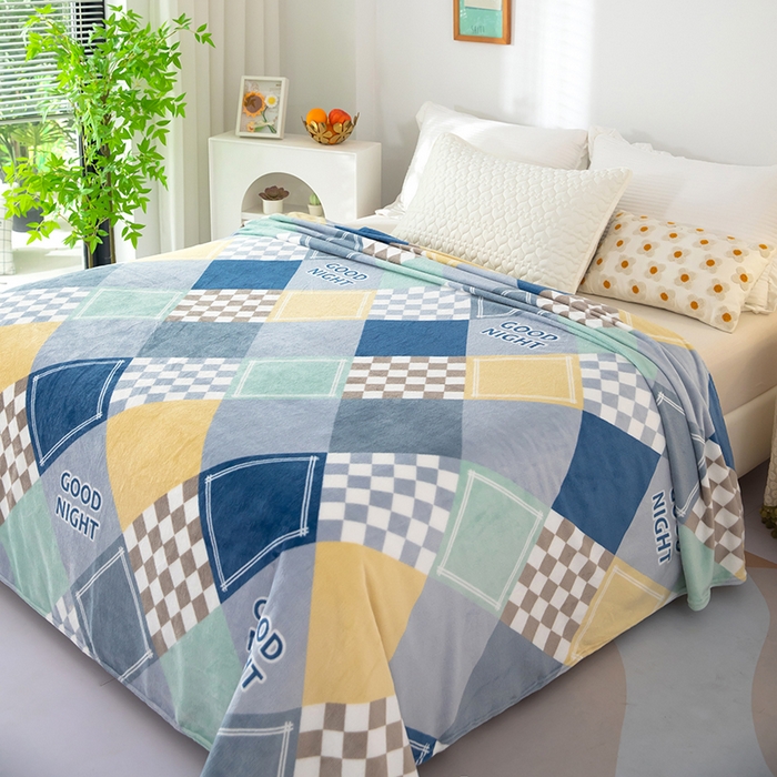 91家纺网 家纺一手货源 找家纺 侨鑫 2024新款法兰绒毛毯 菱形格