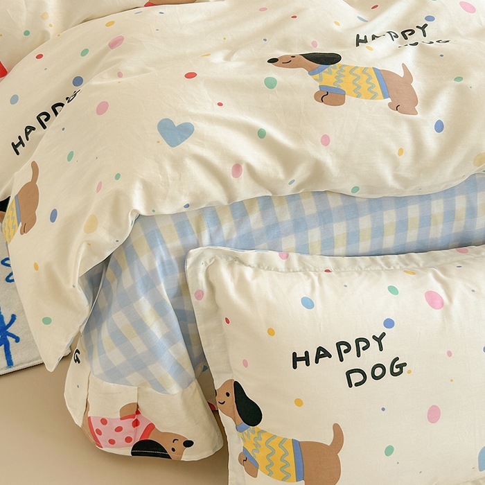 91家纺网 家纺一手货源 找家纺 绵庭家纺 2024新款全棉印花套件系列-洛丽塔 甜心汪星人