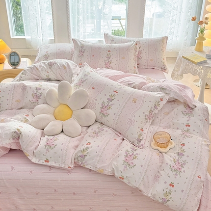 91家纺网 家纺一手货源 找家纺 （总）珂博家纺 2024新款轻柔感全棉印花单品四件套系列-单床单单床笠