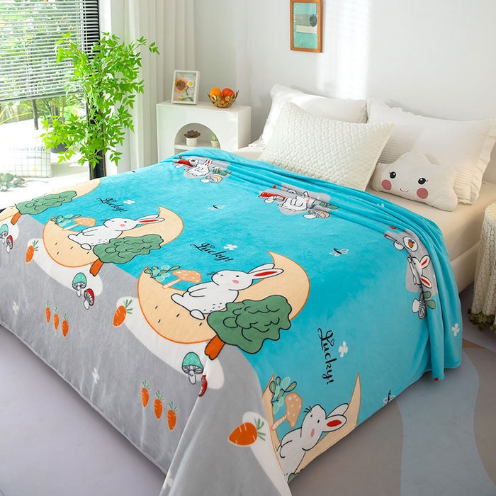 91家纺网 家纺一手货源 找家纺 侨鑫 2024新款法兰绒毛毯 玉兔