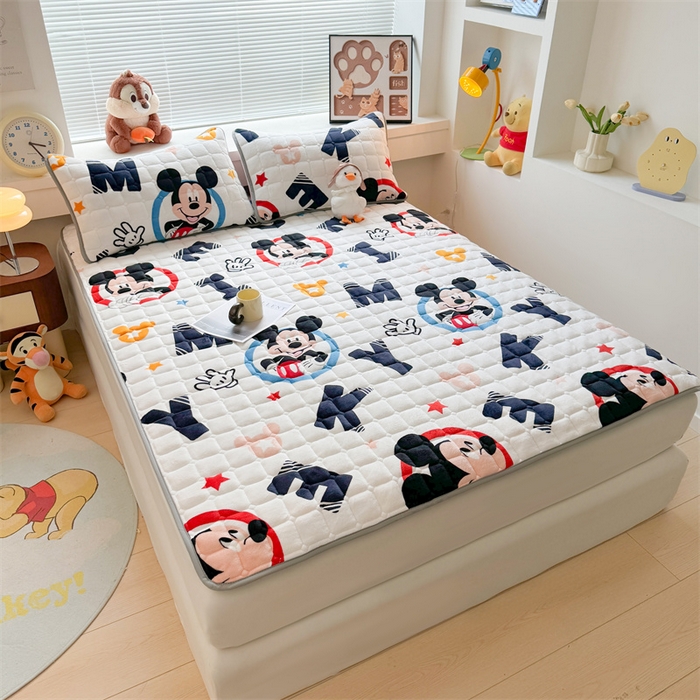 91家纺网 家纺一手货源 找家纺 迪梦思 2024新款正版授权卡通牛奶绒床垫床护垫 学生床垫床笠 酷酷米奇-床垫款