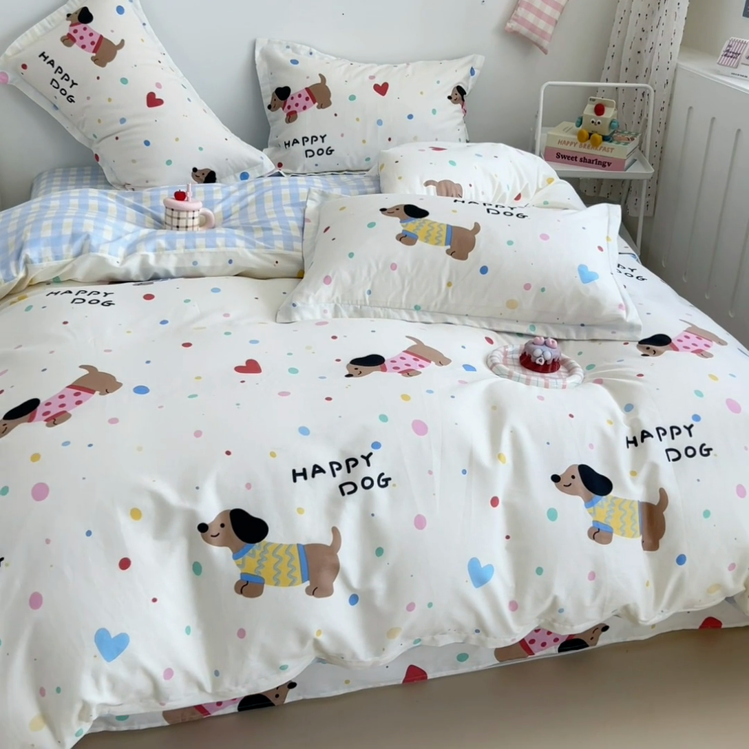 91家纺网 家纺一手货源 找家纺 绵庭家纺 2024新款全棉印花套件系列-洛丽塔 甜心汪星人