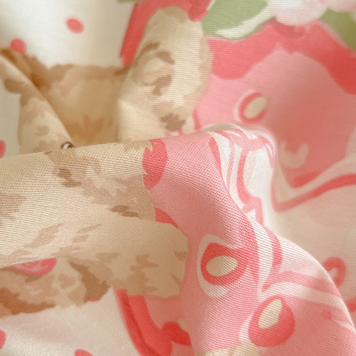 91家纺网 家纺一手货源 找家纺 绵庭家纺 2024新款全棉印花套件系列-洛丽塔 小熊草莓派