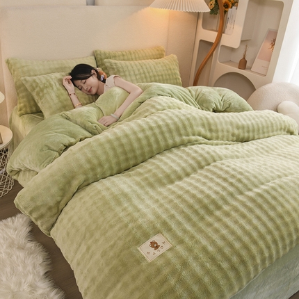 91家纺网 家纺一手货源 找家纺 （总）2025新款A类泡泡兔毛绒四件套系列冬季加厚四件套法莱绒