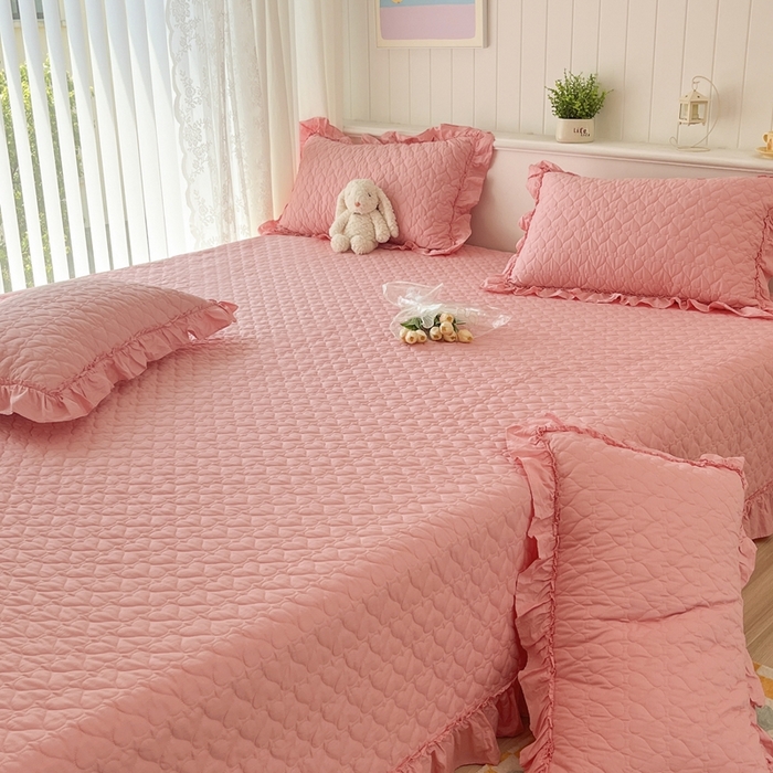 91家纺网 家纺一手货源 找家纺 暖居 2024支持定制纯棉榻榻米四件套全棉农村单件大炕盖纯色床单三件套系列 粉色