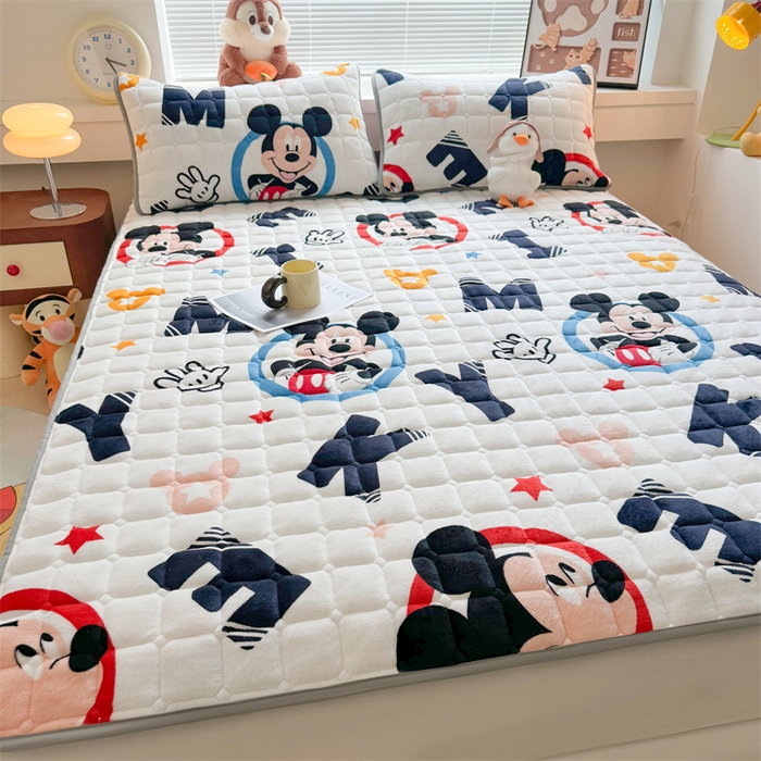 91家纺网 家纺一手货源 找家纺 迪梦思 2024新款正版授权卡通牛奶绒床垫床护垫 学生床垫床笠 酷酷米奇-床垫款