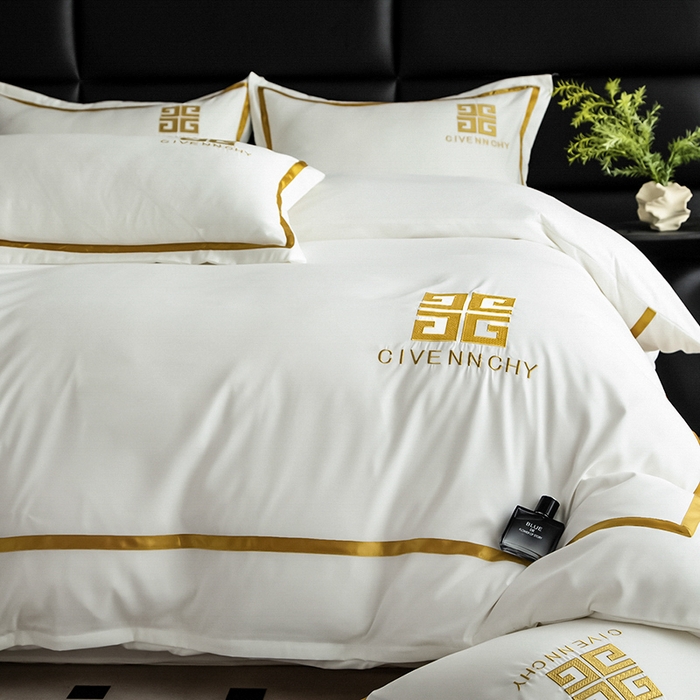 91家纺网 家纺一手货源 找家纺 富宁家纺 2025新款亲肤棉磨毛刺绣四件套-梵希系列 白