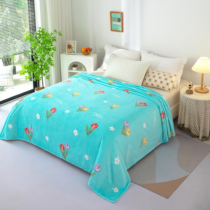 91家纺网 家纺一手货源 找家纺 侨鑫 2024新款法兰绒毛毯 郁金香