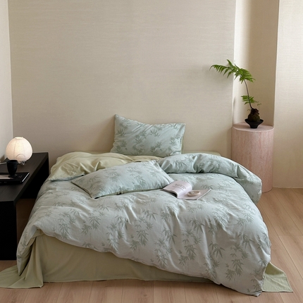 梦享生活家居 2024新款全棉A类色织大提花四件套 提花竹韵绿