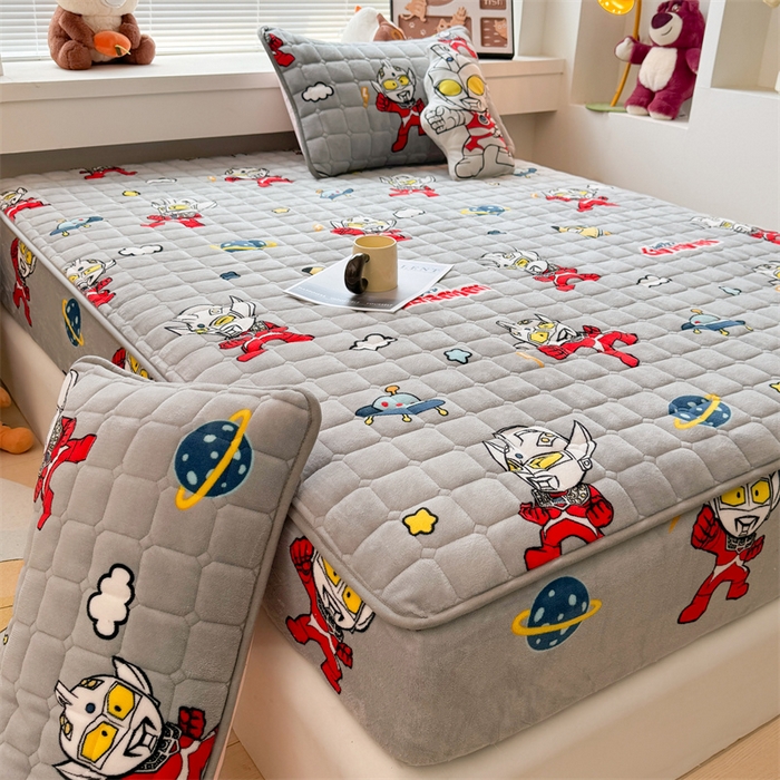 91家纺网 家纺一手货源 找家纺 迪梦思 2024新款正版授权卡通牛奶绒床垫床护垫 学生床垫床笠 奥特曼战士-床笠款