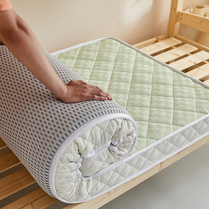 91家纺网 家纺一手货源 找家纺 祁恋婷 2024新款乳胶椰棕学生床垫【床垫遮盖物】 乳胶椰棕清新绿