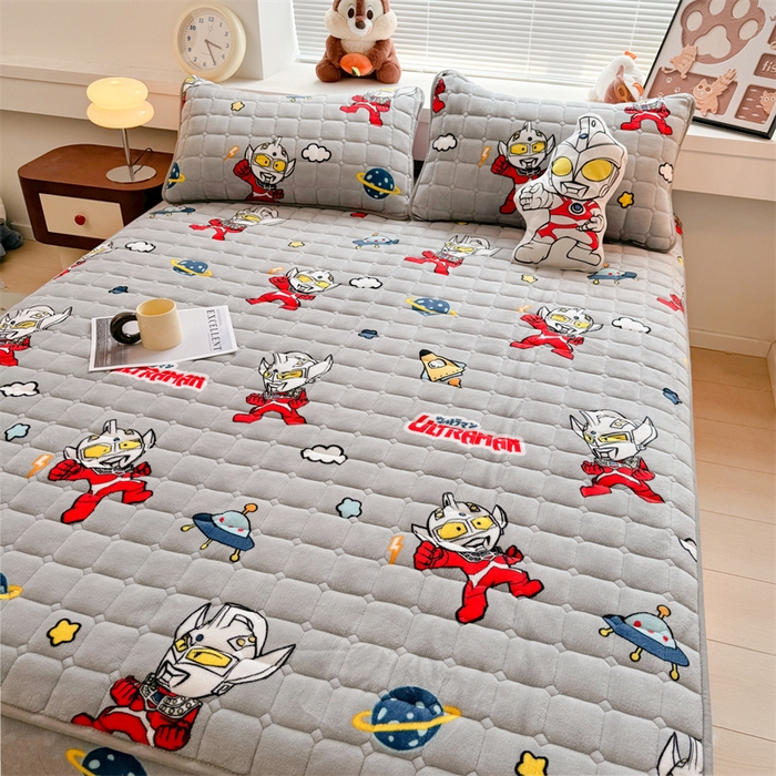 91家纺网 家纺一手货源 找家纺 迪梦思 2024新款正版授权卡通牛奶绒床垫床护垫 学生床垫床笠 奥特曼战士-床笠款
