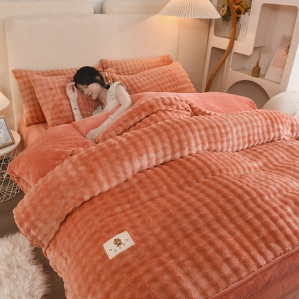 91家纺网 家纺一手货源 找家纺 （总）2025新款A类泡泡兔毛绒四件套系列冬季加厚四件套法莱绒