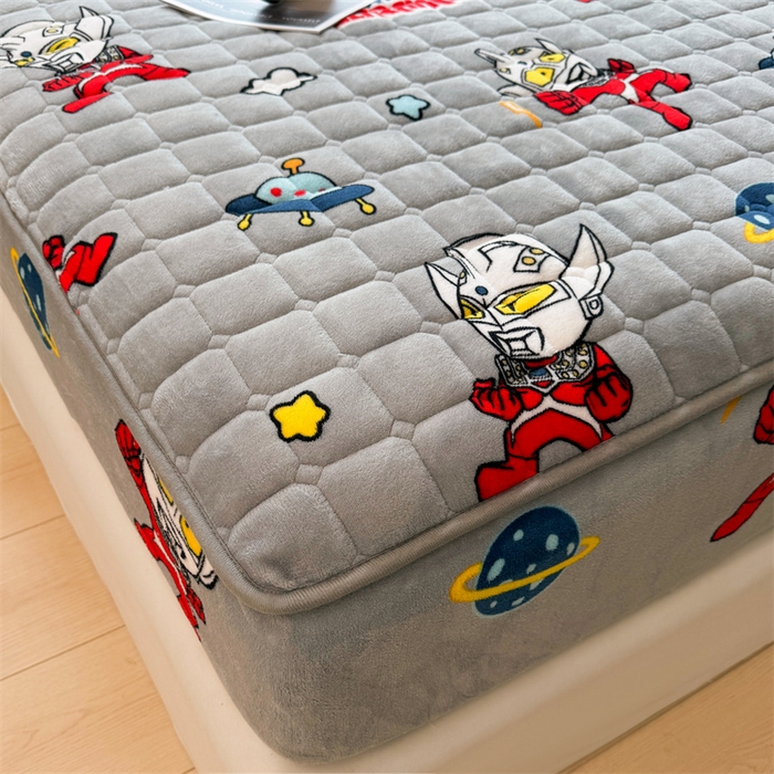 91家纺网 家纺一手货源 找家纺 迪梦思 2024新款正版授权卡通牛奶绒床垫床护垫 学生床垫床笠 奥特曼战士-床笠款