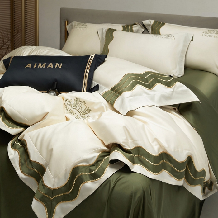 91家纺网 家纺一手货源 找家纺 爱缦 2024新款100支长绒棉澳棉刺绣四件套-卡佩拉 奶昔白