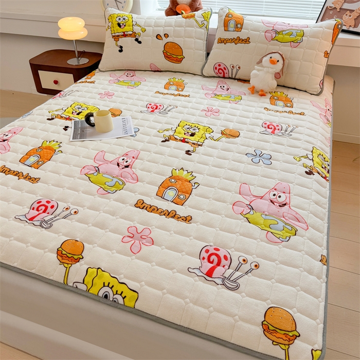 91家纺网 家纺一手货源 找家纺 迪梦思 2024新款正版授权卡通牛奶绒床垫床护垫 学生床垫床笠 海绵乐园-床垫款