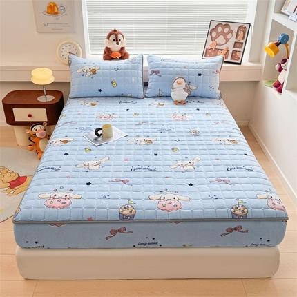 迪梦思 2024新款正版授权卡通牛奶绒床垫床护垫 学生床垫床笠 泳池玉桂狗-床笠款