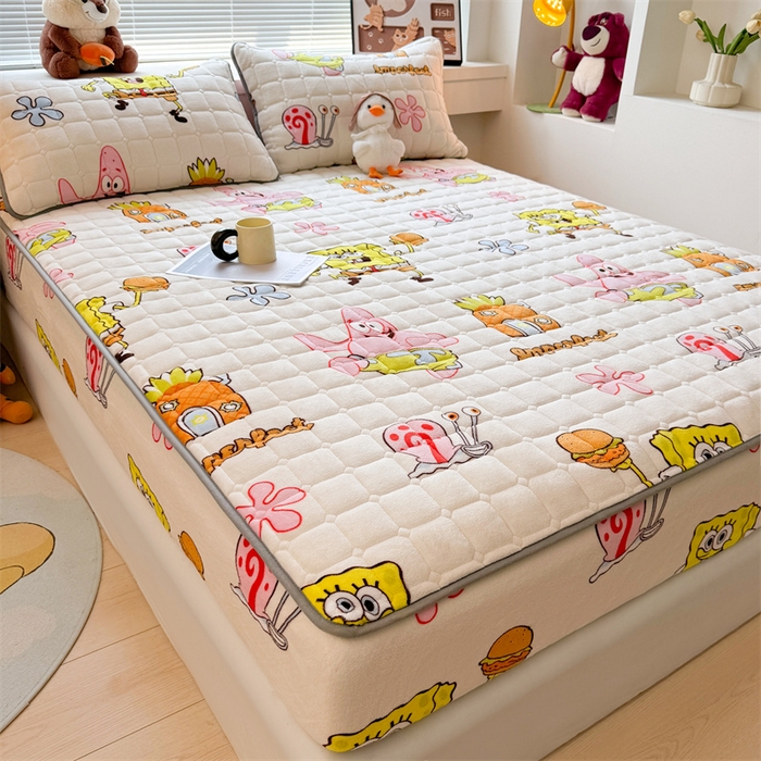 91家纺网 家纺一手货源 找家纺 迪梦思 2024新款正版授权卡通牛奶绒床垫床护垫 学生床垫床笠 海绵乐园-床笠款