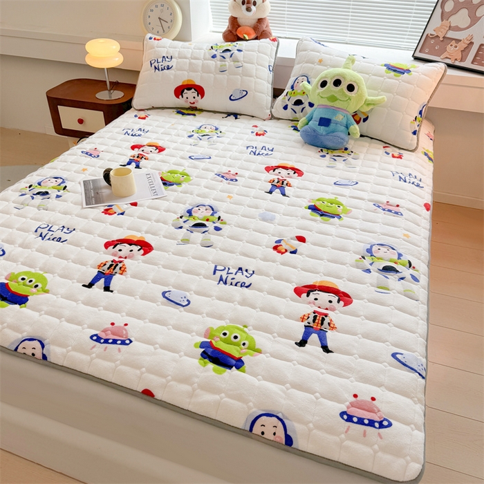 91家纺网 家纺一手货源 找家纺 迪梦思 2024新款正版授权卡通牛奶绒床垫床护垫 学生床垫床笠 巴斯乐园-床垫款