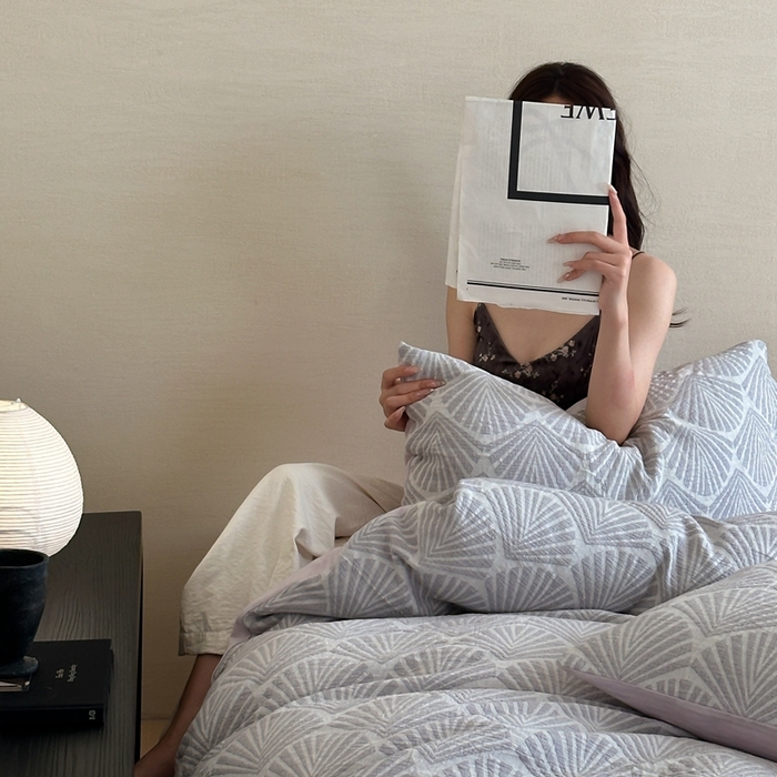 91家纺网 家纺一手货源 找家纺 梦享生活家居 2024新款全棉A类色织大提花四件套 提花罗拉紫