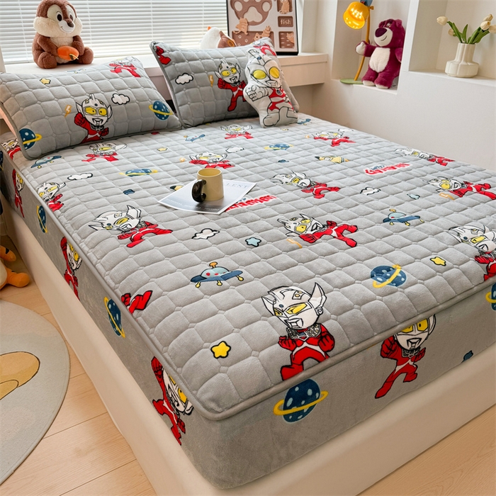91家纺网 家纺一手货源 找家纺 迪梦思 2024新款正版授权卡通牛奶绒床垫床护垫 学生床垫床笠 奥特曼战士-床笠款