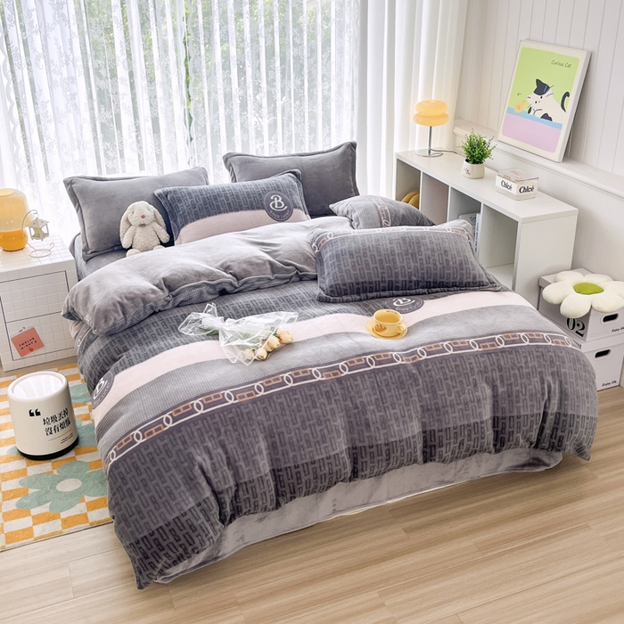 91家纺网 家纺一手货源 找家纺 青螺家纺 2024加厚高克重保暖爆款小清新牛奶绒印花双面绒单被套 马吉拉