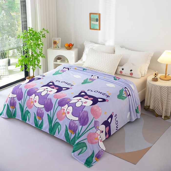 91家纺网 家纺一手货源 找家纺 侨鑫 2024新款法兰绒毛毯 兔芳华