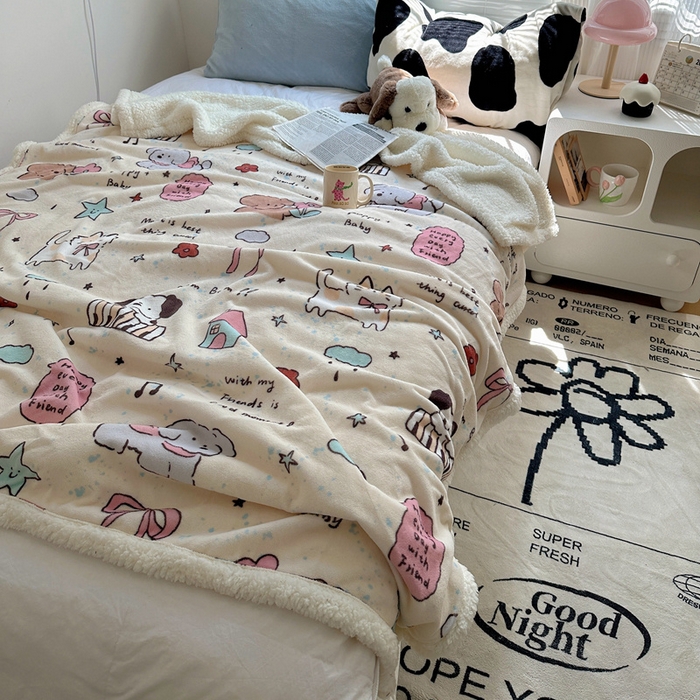 91家纺网 家纺一手货源 找家纺 萝莉家纺 2024秋冬新款多功能加厚牛奶绒羊羔绒多功能毛毯 梦幻乐园