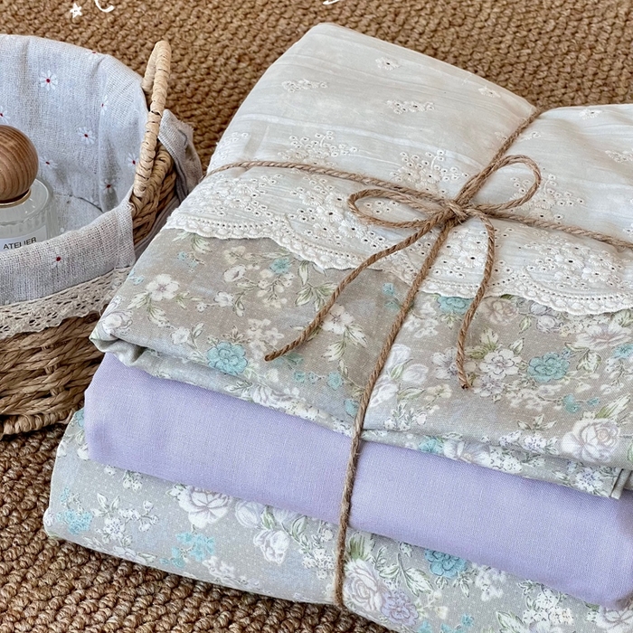 91家纺网 家纺一手货源 找家纺 2024新款全棉印花双层纱四件套--蕾丝花边款 安妮花园