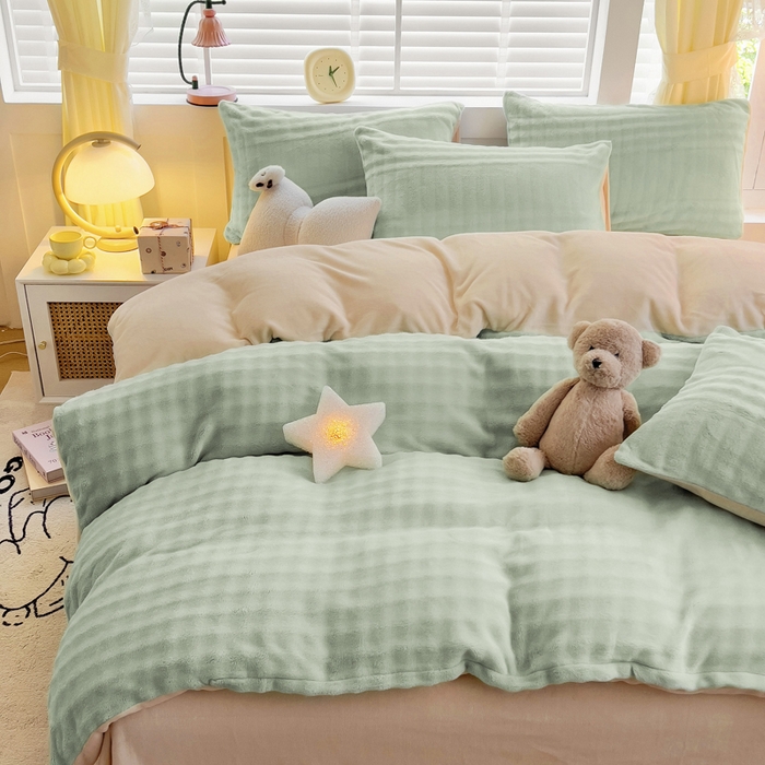 91家纺网 家纺一手货源 找家纺 （总）琪琪阁家纺 2024新款牛奶绒泡泡绒四件套