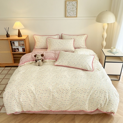 91家纺网 家纺一手货源 找家纺 （总）柠馨 2024新款简约时尚全棉牛奶绒棉绒四件套