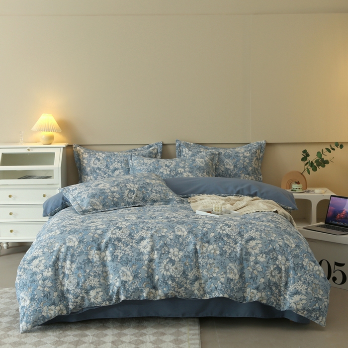 91家纺网 家纺一手货源 找家纺 大吉 2025新款加厚活性喷气磨毛棉四件套被套床单床笠学生单人三件套 幽梦