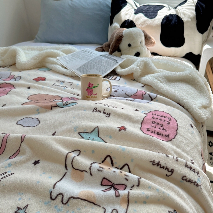 91家纺网 家纺一手货源 找家纺 萝莉家纺 2024秋冬新款多功能加厚牛奶绒羊羔绒多功能毛毯 梦幻乐园