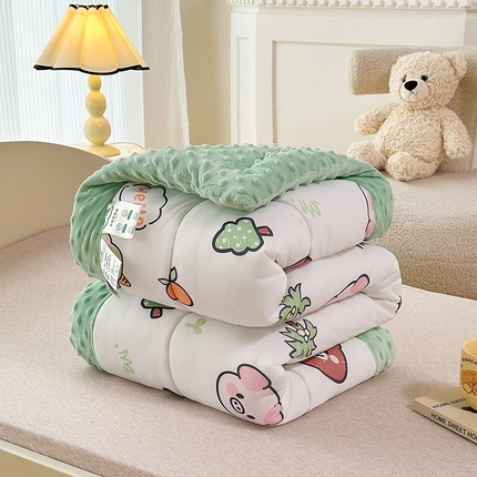 91家纺网 家纺一手货源 找家纺 益多眠2024新款儿童豆豆被春秋被大豆被绒被芯冬被加厚被芯卡通被芯针织棉被子