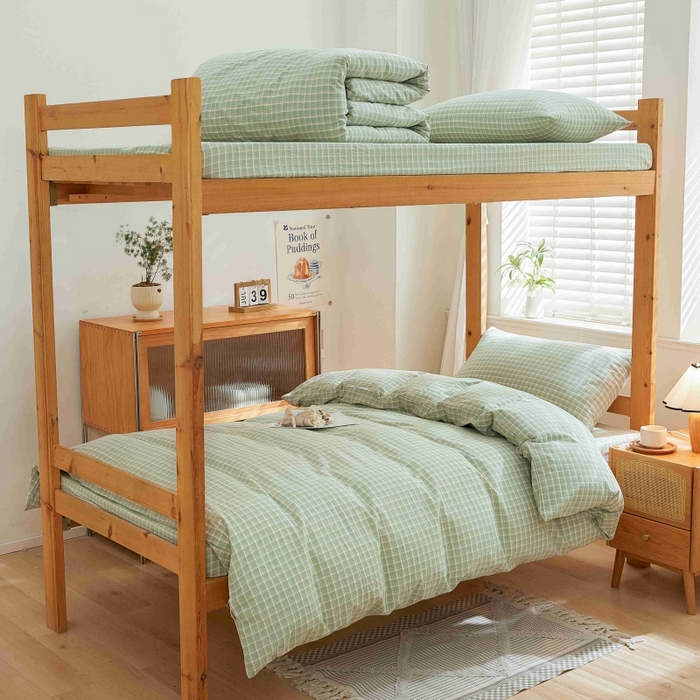 91家纺网 家纺一手货源 找家纺 棉小二 2024新款全棉水洗棉学生宿舍三四件套 维多利-绿