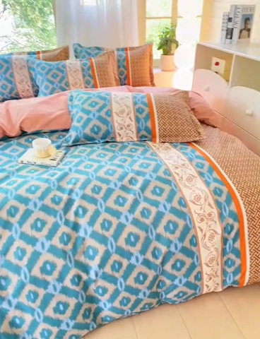 91家纺网 家纺一手货源 找家纺 2025新款植物羊绒大板磨毛活性印花四件套邂逅阳光