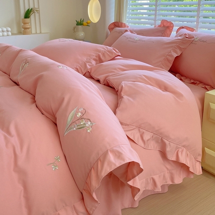 帛缔思 2024新款A类铂金棉水洗棉四件套-春日初妆 春日初妆-仙女粉