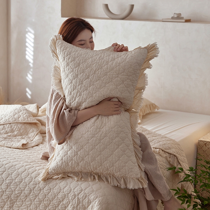 91家纺网 家纺一手货源 找家纺 安莱生活 2024新品百分百全棉密道绗缝成品酵素洗多功能床盖三件套 知晓